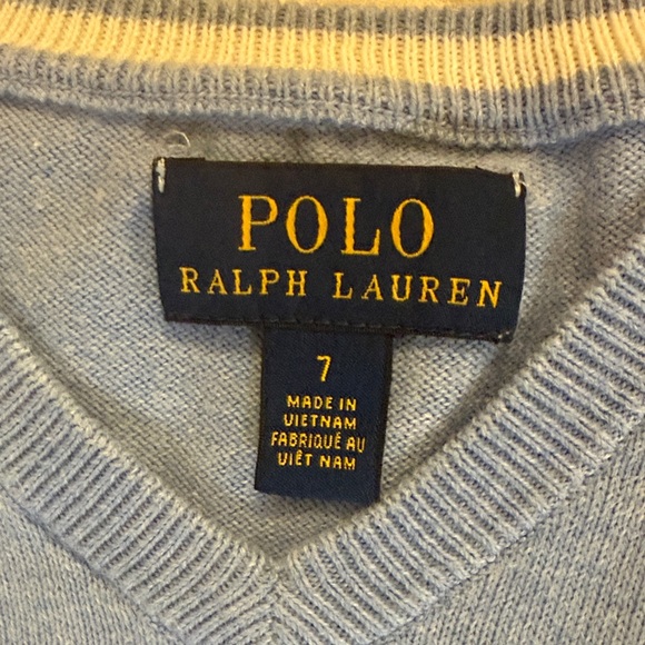 Polo Ralph Lauren Boys V-Neck Sweater – Light Blue – Size 7 - Picture 2 of 10